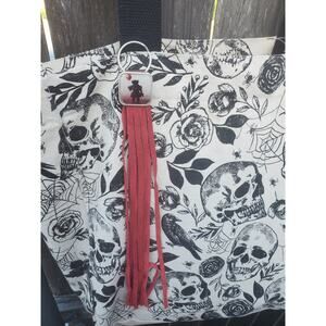 Handmade Halloween horror Leather Fringe Western bag charm keychain goth spooky